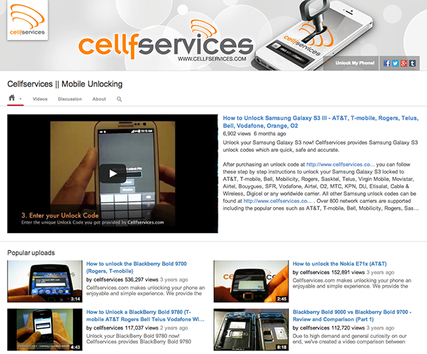 New Cellfservices YouTube Design