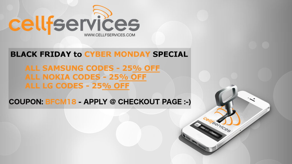 Cellfservices Black Friday Cyber Monday Special
